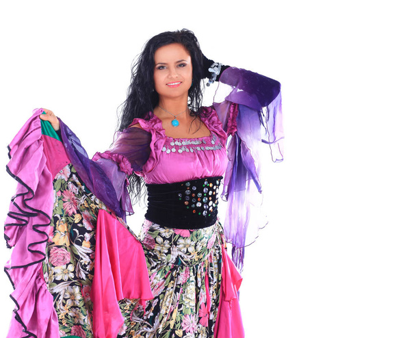 beautiful woman dancer in a Gypsy costume - 写真・画像