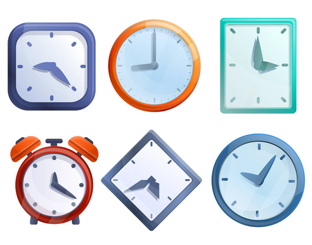 set of cartoon clock icons, vector illustration - Vector, Image