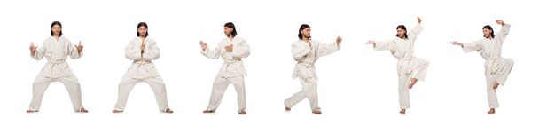 karate jager geïsoleerd op wit - Foto, afbeelding