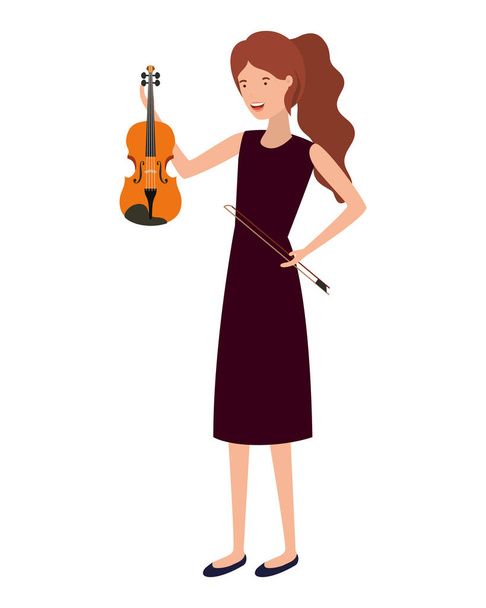 junge Frau mit Geigencharakter - Vektor, Bild