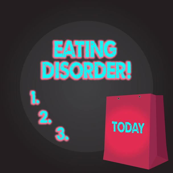 Writing note showing Eating Disorder. Business photo showcasing characterized by abnormal or disturbed eating habits Color Gift Bag with Punched Hole on Two toned Blank Space. - Photo, Image