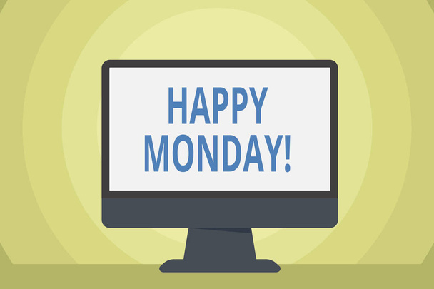 Word writing text Happy Monday. Business concept for telling that demonstrating order to wish him great new week Blank Space Desktop Computer Colorful Monitor Screen Freestanding on Table. - Photo, Image