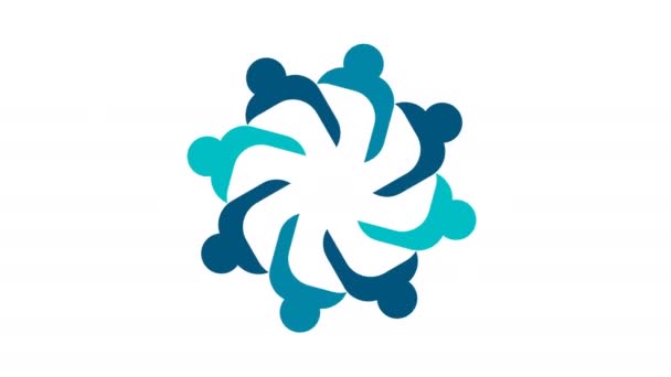 Emberek logója. Csoport csoportmunka szimbóluma nyolc személy egy kört. 4k felbontás Motion Graphic - Felvétel, videó