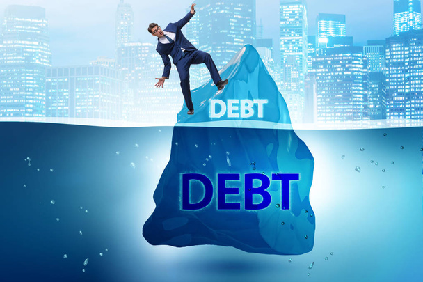 Debt and loan concept with hidden iceberg - Photo, Image