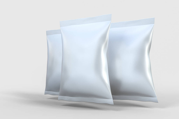 3d renderização, sacos de embalagem branca com fundo branco
 - Foto, Imagem