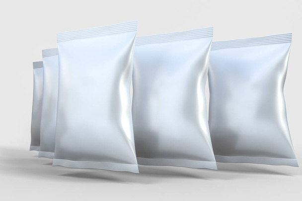 rendering 3d, sacchetti di imballaggio bianchi con sfondo bianco
 - Foto, immagini