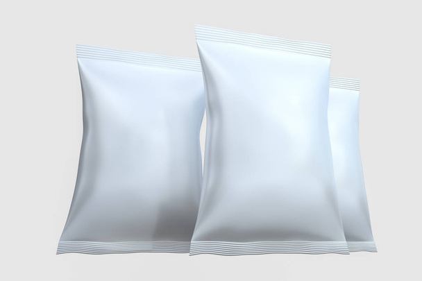 3d renderização, sacos de embalagem branca com fundo branco
 - Foto, Imagem