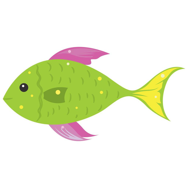 Śmieszne ilustracji zielonej ryby - Wektor, obraz