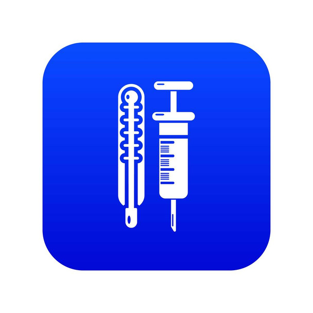 Thermometer syringe icon blue vector - ベクター画像