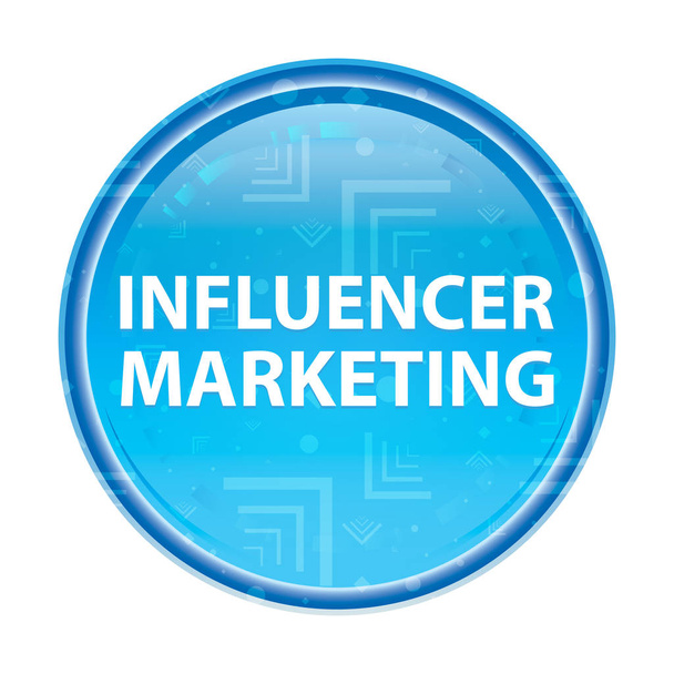 Influencer Marketing kwiatowy niebieski okrągły przycisk - Zdjęcie, obraz
