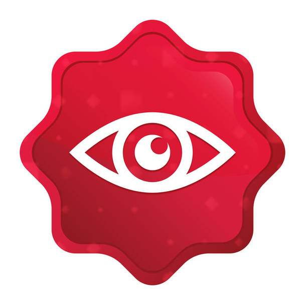 Eye icon misty rose red starburst sticker button - Photo, Image