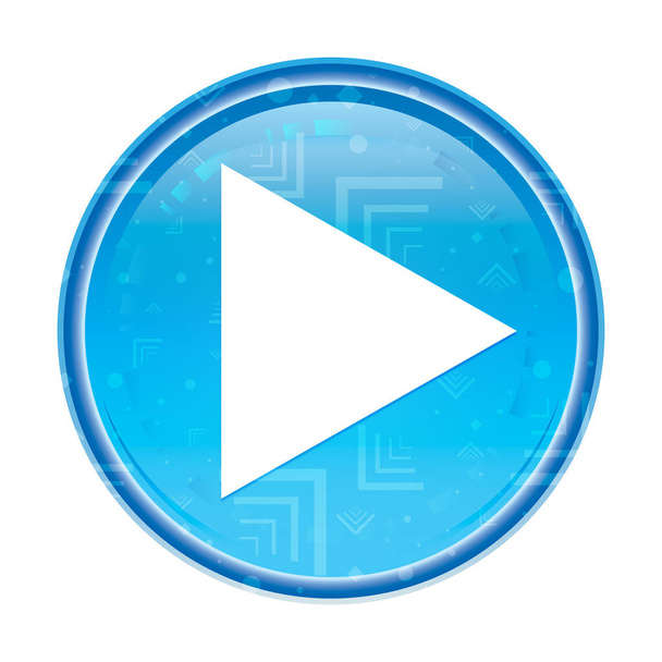 Speel icoon bloemen blauwe ronde knop - Foto, afbeelding