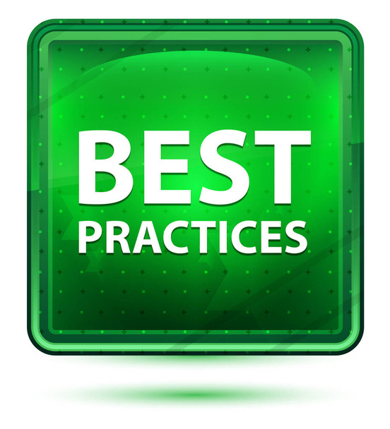 Best Practices Neon Light Green Square Button - Photo, Image