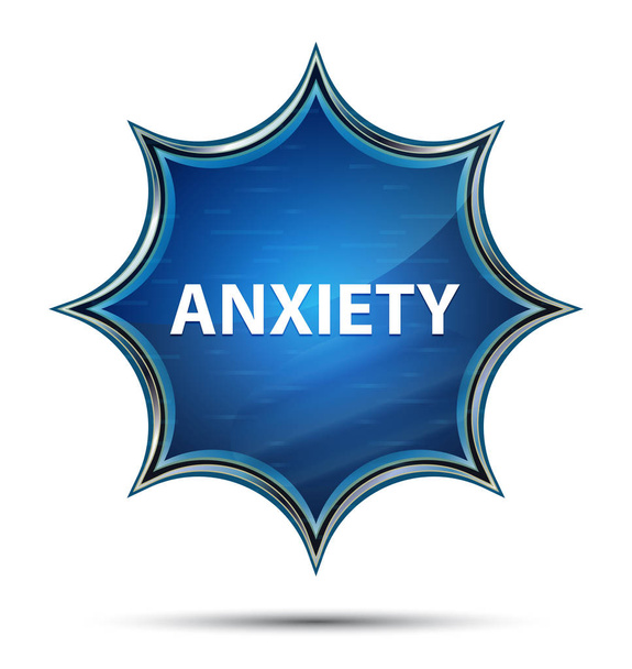 Anxiety magical glassy sunburst blue button - Photo, Image