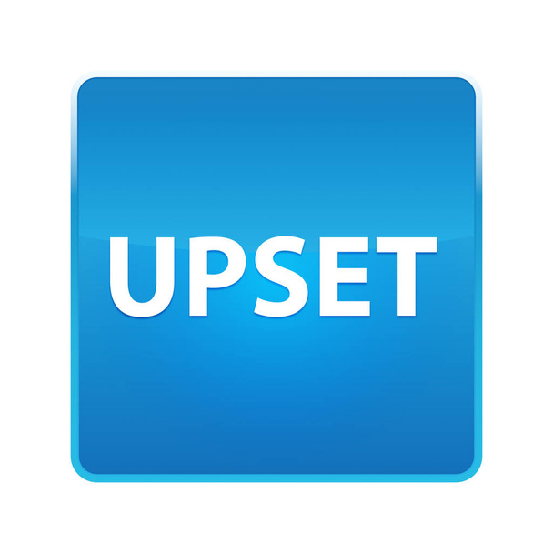 Upset shiny blue square button - Photo, Image