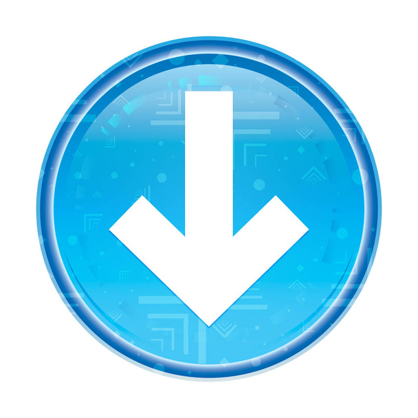 Down arrow icon floral blue round button - Photo, Image