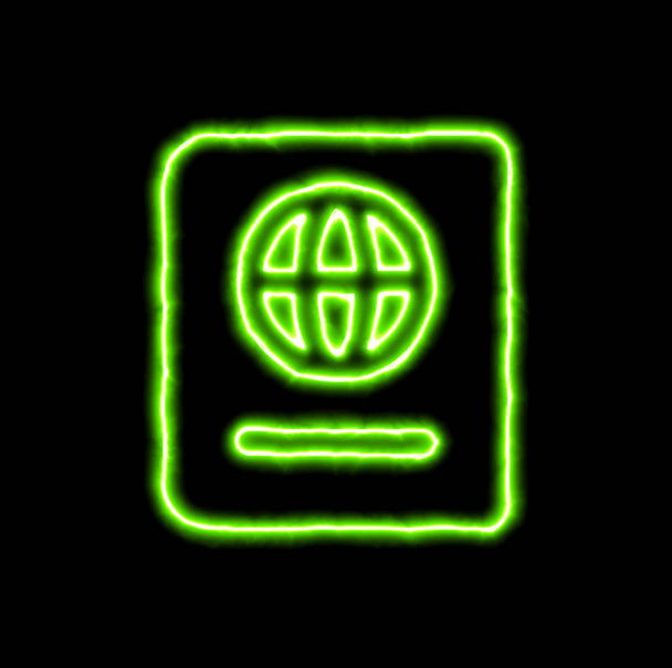 pasaporte símbolo de neón verde
  - Foto, Imagen