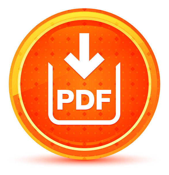 PDFドキュメントダウンロードアイコンナチュラルオレンジ丸いボタン - 写真・画像