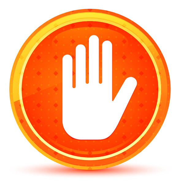 Ikona zatrzymania dłoni naturalny pomarańczowy okrągły przycisk - Zdjęcie, obraz