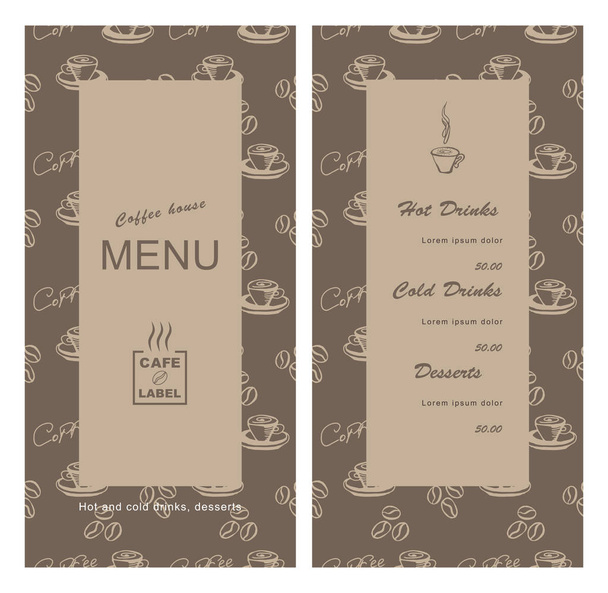 Modelo de menu para café, casa de café, bar
. - Vetor, Imagem