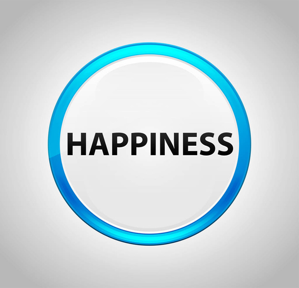 Happiness Round Blue Push Button - Photo, Image