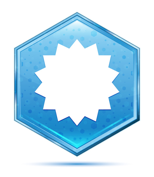 Star badge icon crystal blue hexagon button - Fotó, kép