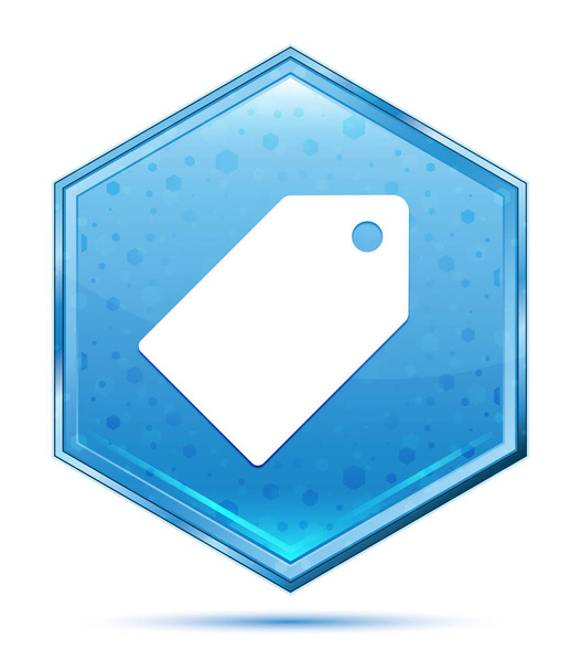 Tag icon crystal blue hexagon button - Photo, Image