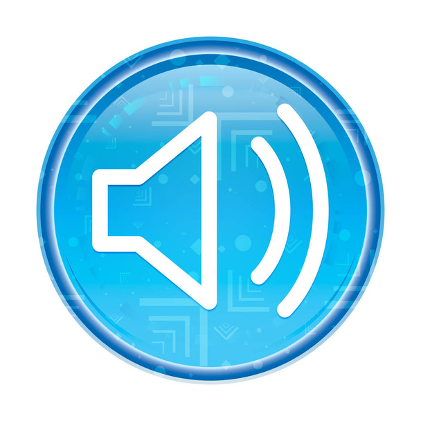 Hangerő hangszóró ikon virágos kék kerek gomb - Fotó, kép