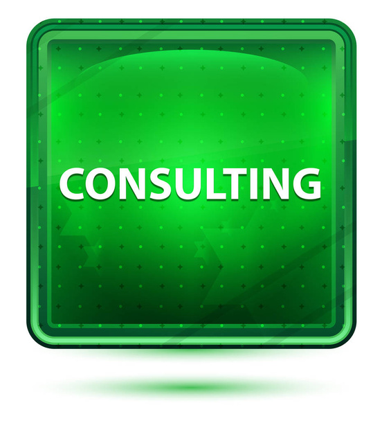 Consulting Neon Light Green Square Button - Photo, Image
