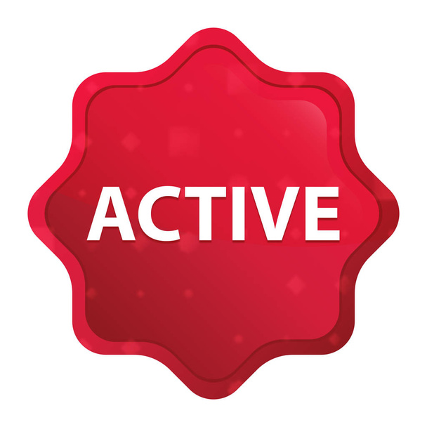 Aktivní mlhavé růžové tlačítko s červeným hvězdým štítkem - Fotografie, Obrázek