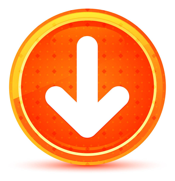 Down arrow icon natural orange round button - Photo, Image