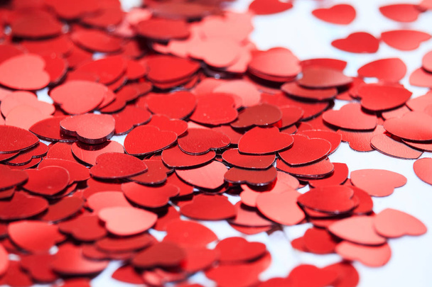 red heart confetti. Valentins day concept - Foto, Imagen