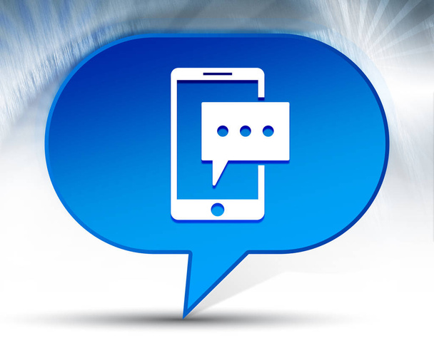 テキストメッセージ電話アイコン青いバブルの背景 - 写真・画像