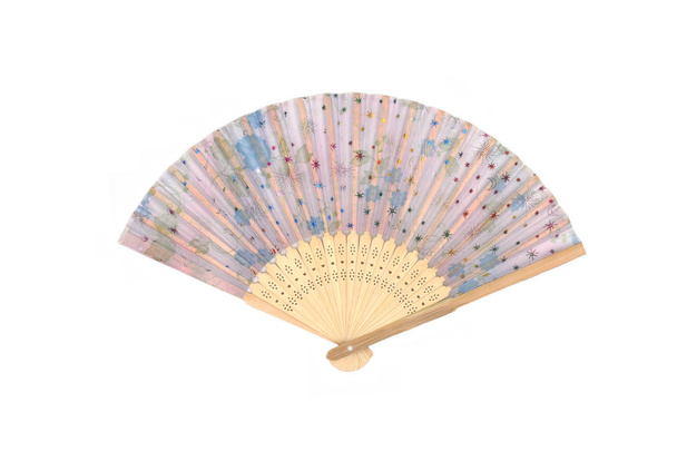 Antique Fan Japanese Folding on white background  - Photo, Image