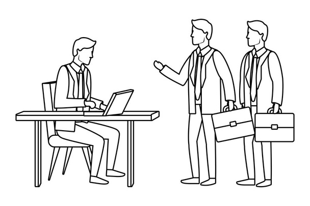 Podnikatelé týmová práce avatar v černé a bílé - Vektor, obrázek