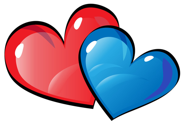 Red and blue hearts - Vector, Image