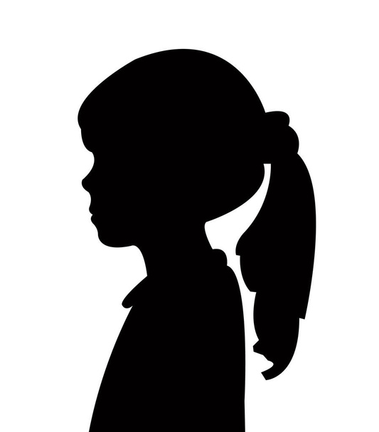 女の子の頭の黒い色シルエット ベクトル - ベクター画像