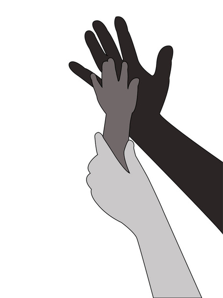helpende handen silhouet vector - Vector, afbeelding