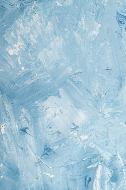 Artistic abstract oil white and blue painted background. Texture, backdrop. - Фото, изображение