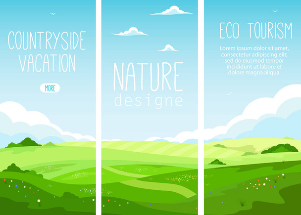 Ecotourism and countryside vacation - Vector, Image