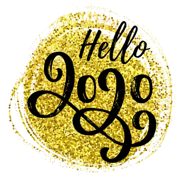 Hello 2020 New Year card design with lettering - Vetor, Imagem