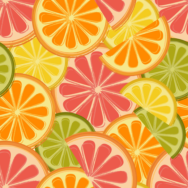 Seamless pattern with lemons and oranges - Vector, Imagen