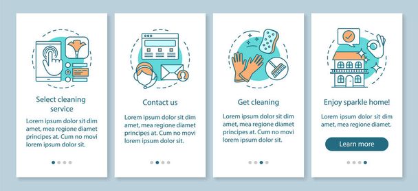 Cleaning service booking onboarding mobile app page screen, line - Вектор,изображение