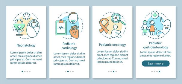 Pediatric services onboarding mobile app page screen with linear - Vektör, Görsel