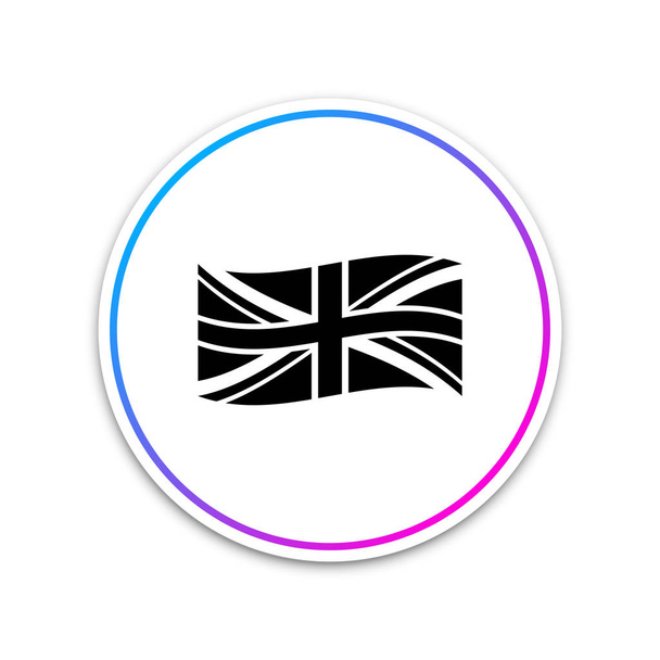 白い背景に分離されたグレートブリテンアイコンの旗。英国の旗マーク。公式イギリス国旗サイン。イギリスのシンボル。白いボタンを丸で囲みます。ベクターイラスト - ベクター画像