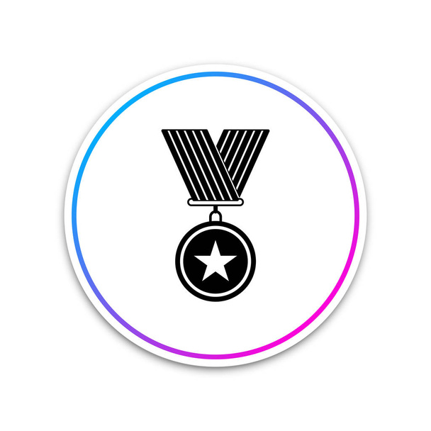Medalha com ícone de estrela isolado em fundo branco. Assinatura de conquista do vencedor. Medalha de prémio. Botão branco do círculo. Ilustração vetorial
 - Vetor, Imagem