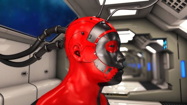 Renderização 3D. Clonagem figuras humanóides - Foto, Imagem