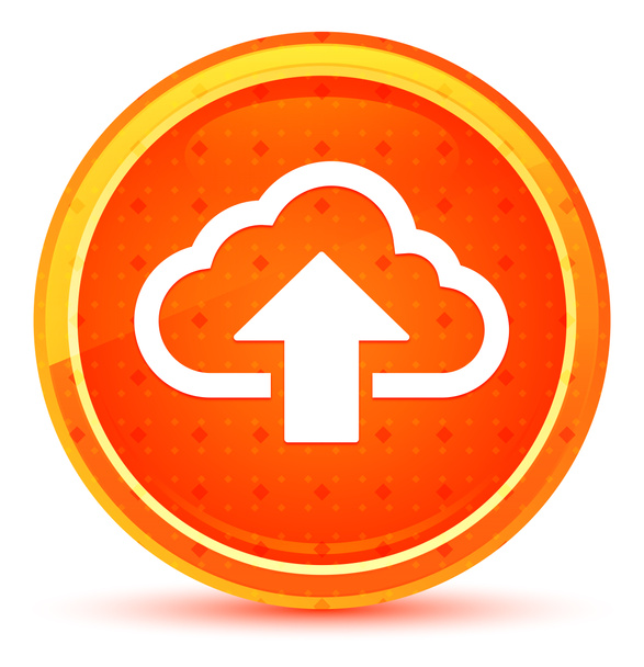 Cloud upload icon natural orange round button - Photo, Image