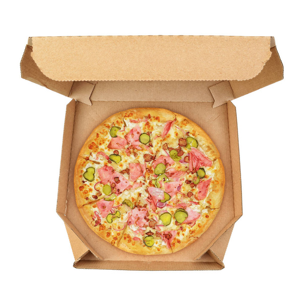 Изолированная пицца в коробке
 - Фото, изображение