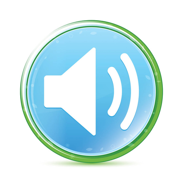 Volume speaker icon natural aqua cyan blue round button - Photo, Image